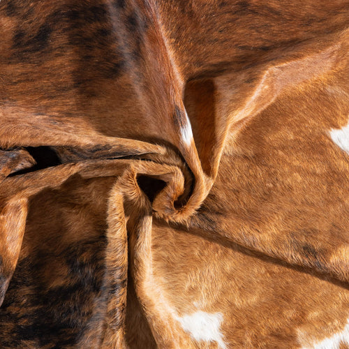 Brazilian Brindle White Belly Cowhide Rug Size 6'2" L x 6'2" W 8426