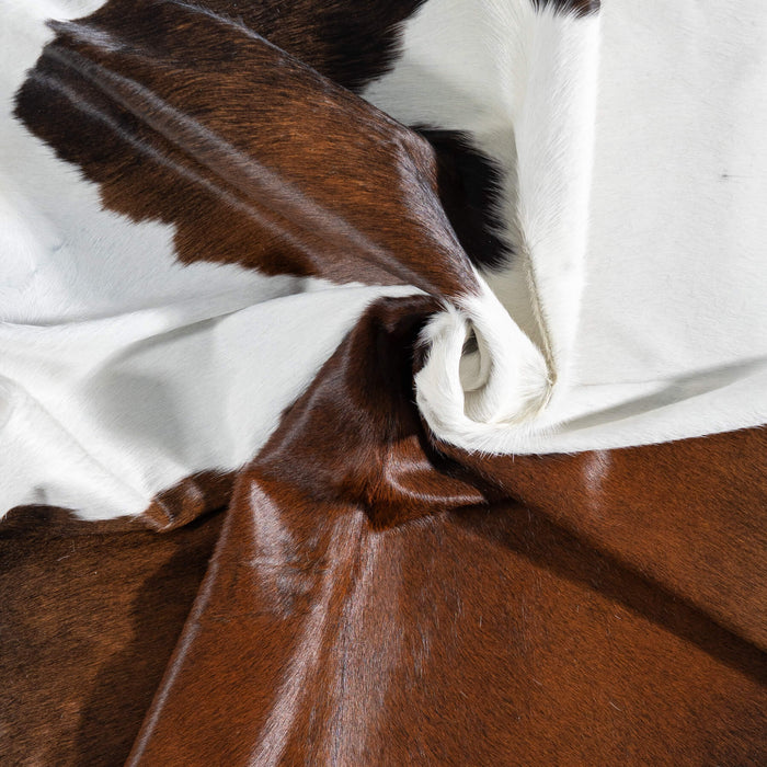 Brazilian Chocolate and White Cowhide Rug Size 7'5" L x 6'6" W 8427