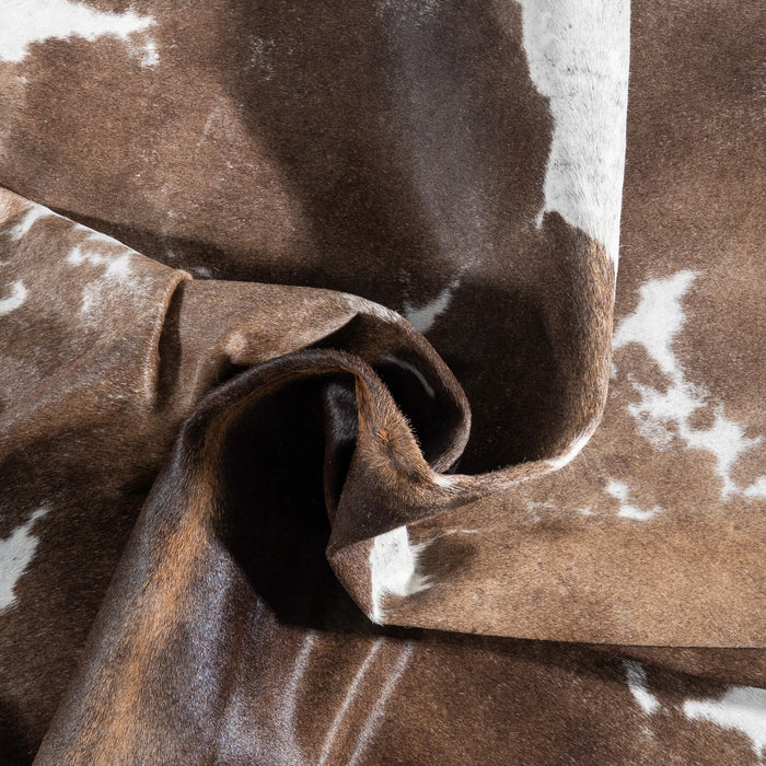 Brazilian Chocolate and White Cowhide Rug Size 7'5" L x 6'1" W 8432