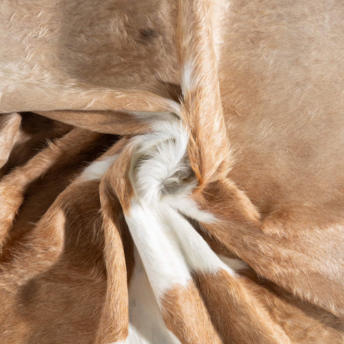 Brazilian Palomino and White Cowhide Rug Size 7'4" L x 6'3" W 8443