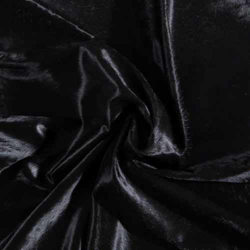 Brazilian Solid Black Cowhide Rug Size 7'3" L x 6'10" W 8666