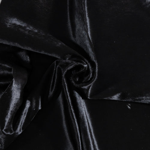 Brazilian Solid Black Cowhide Rug Size 6'8" L x 5'11" W 8677