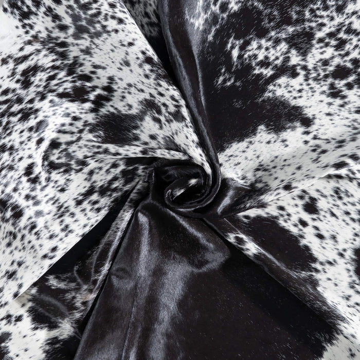 Brazilian Black Salt and Pepper Cowhide Rug Size 7'3" L x 6'9" W 8703