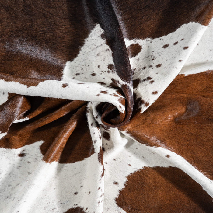 Brazilian Chocolate and White Cowhide Rug Size 7'3" L x 7'1" W 8718