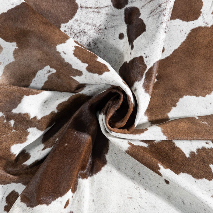 Brazilian Chocolate and White Cowhide Rug Size 6'8" L x 6'7" W 8719