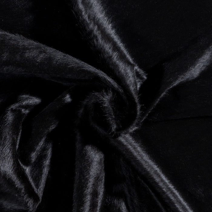 Brazilian Solid Black Cowhide Rug Size 6'11" L x 7'1" W 8725