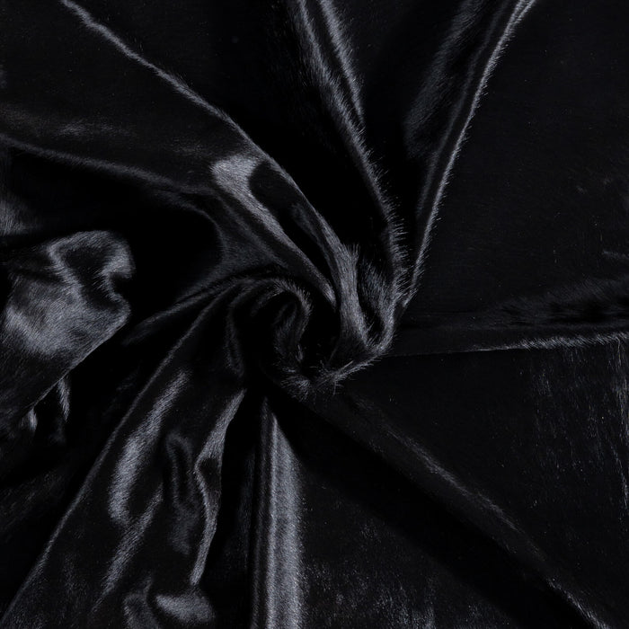 Brazilian Solid Black Cowhide Rug Size 7'3" L x 6'4" W 8726