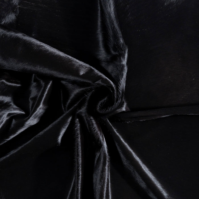 Brazilian Solid Black Cowhide Rug Size 7'6" L x 6'10" W 8733