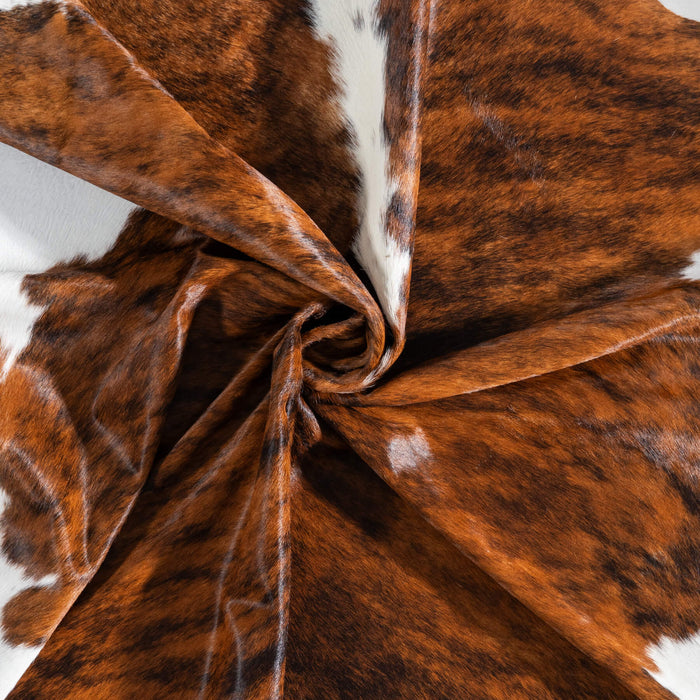 Brazilian Brindle White Belly and Backbone Cowhide Rug Size 8'0" L x 6'9" W 8772