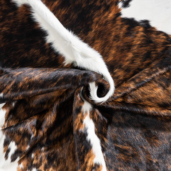 Brazilian Brindle White Belly and Backbone Cowhide Rug Size 7'1" L x 6'9" W 8773
