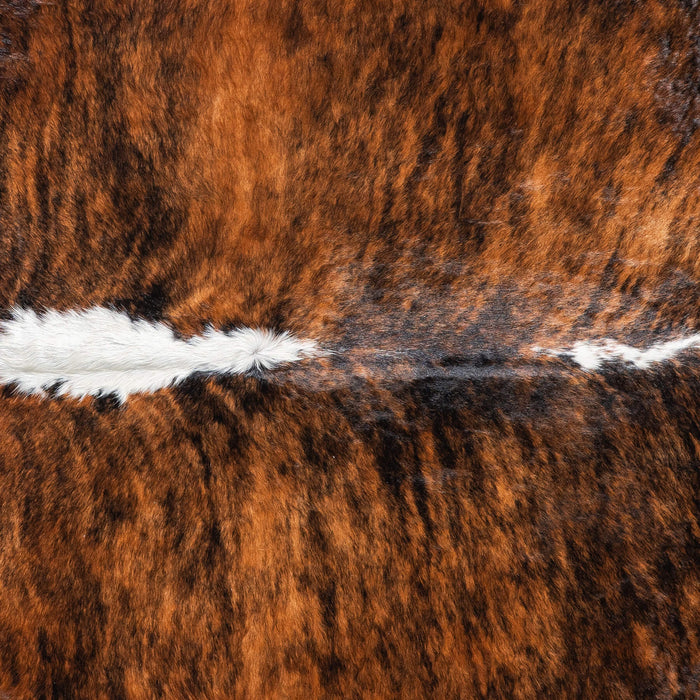 Brazilian Brindle White Belly and Backbone Cowhide Rug Size 7'2" L x 6'6" W 8774