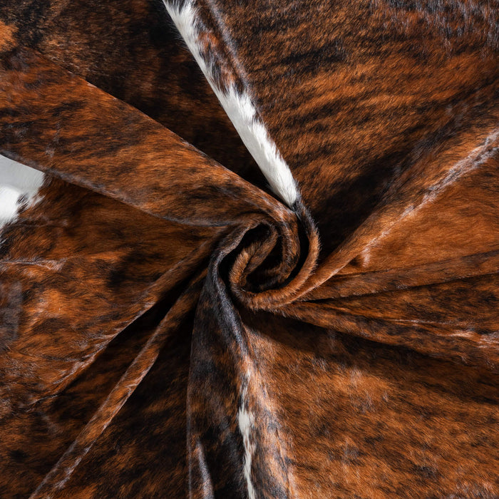 Brazilian Brindle White Belly and Backbone Cowhide Rug Size 7'2" L x 6'6" W 8774