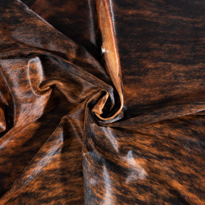 Brazilian Brindle White Belly and Backbone Cowhide Rug Size 7'10" L x 6'9" W 8781