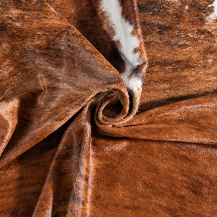 Brazilian Brindle White Belly and Backbone Cowhide Rug Size 6'7" L x 5'9" W 8785