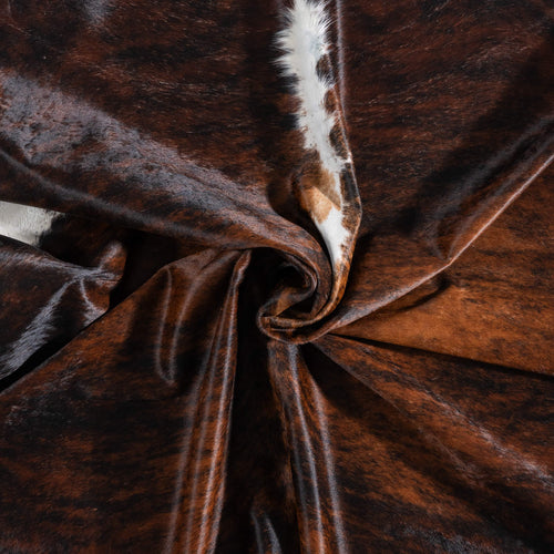 Brazilian Brindle White Belly and Backbone Cowhide Rug Size 8'2" L x 7'9" W 8926