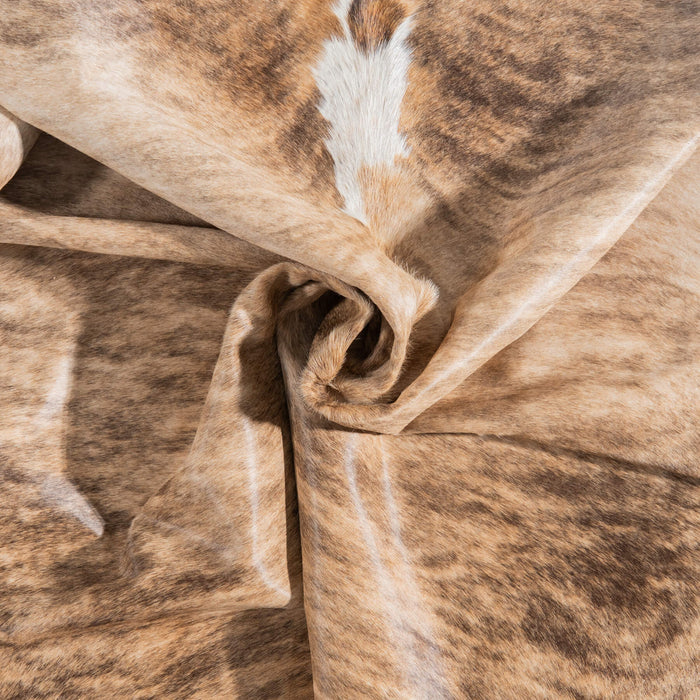 Brazilian Brindle White Belly Cowhide Rug Size 7'8" L x 7'3" W 8940