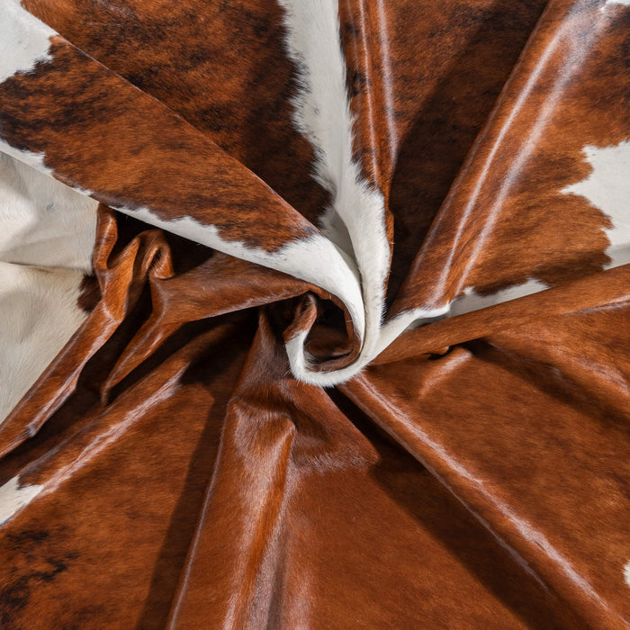 Brazilian Brindle White Belly and Backbone Cowhide Rug Size 7'10" L x 7'1" W 8953