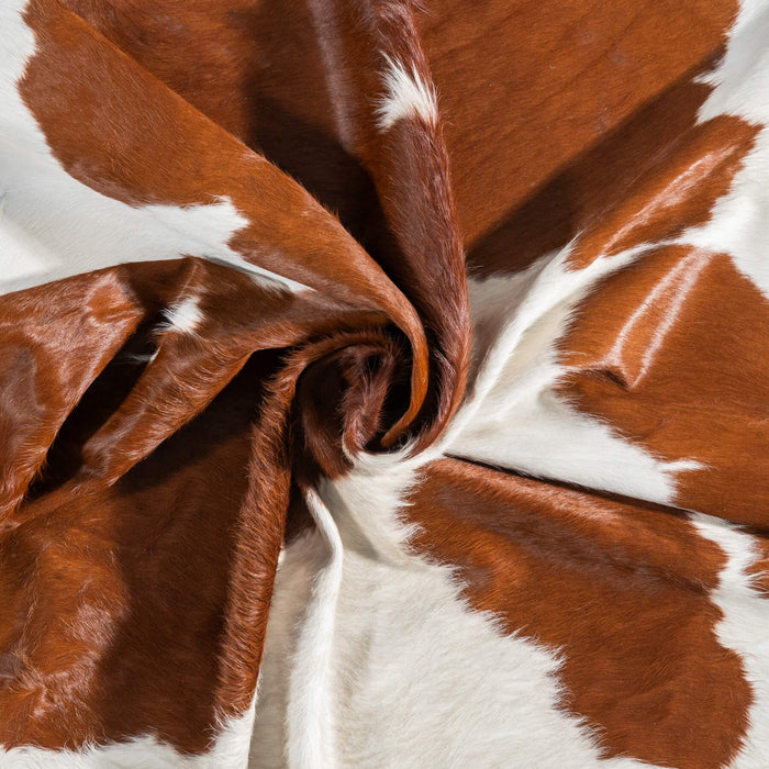 Brazilian Brown and White Cowhide Rug Size 7'1" L x 5'11" W 8960