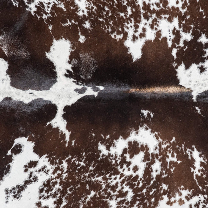 Brazilian Chocolate and White Cowhide Rug Size 7'7" L x 6'10" W 8964