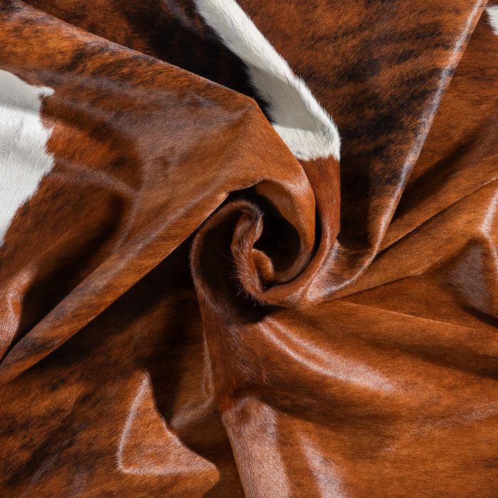 Brazilian Brindle White Belly and Backbone Cowhide Rug Size 7'8" L x 6'10" W 8986