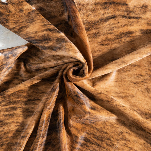 Brazilian Brindle White Belly Cowhide Rug Size 7'.9" L x 7'2" W 9049
