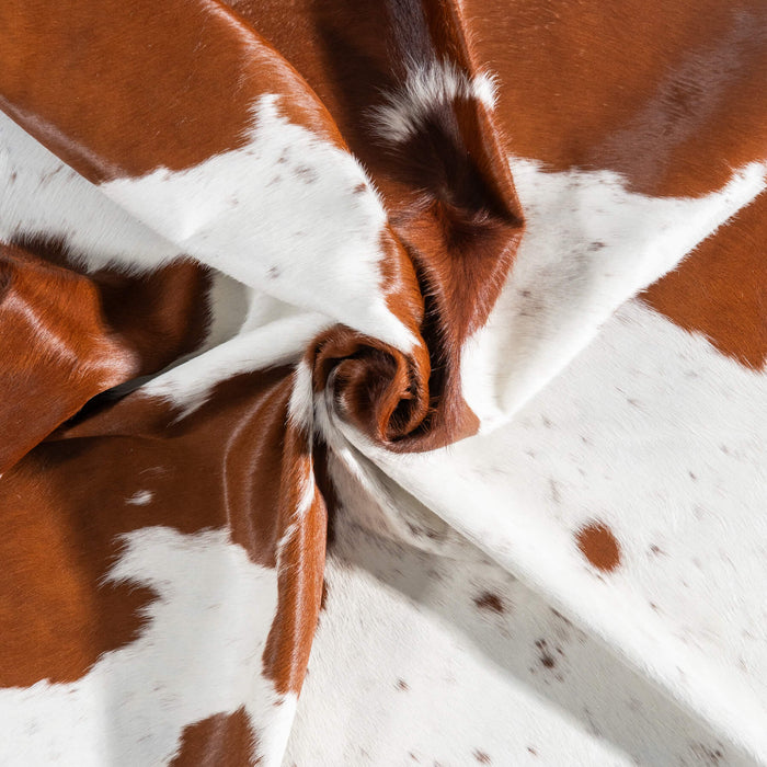 Brazilian Brown and White Cowhide Rug Size 7'6" L x 6'9" W 9073
