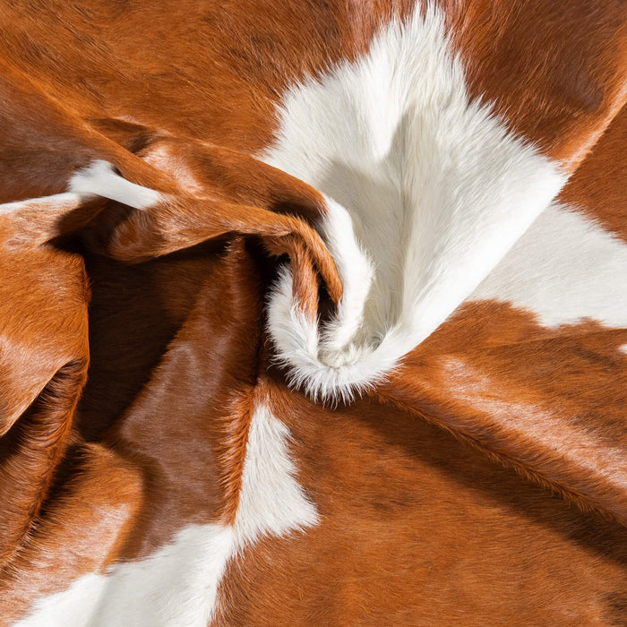 Brazilian Brown and White Cowhide Rug Size 6'11" L x 6'8" W 9080