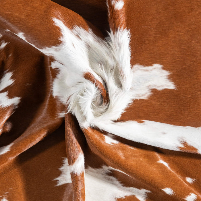 Brazilian Brown and White Cowhide Rug Size 6'6" L x 5'7" W 9086
