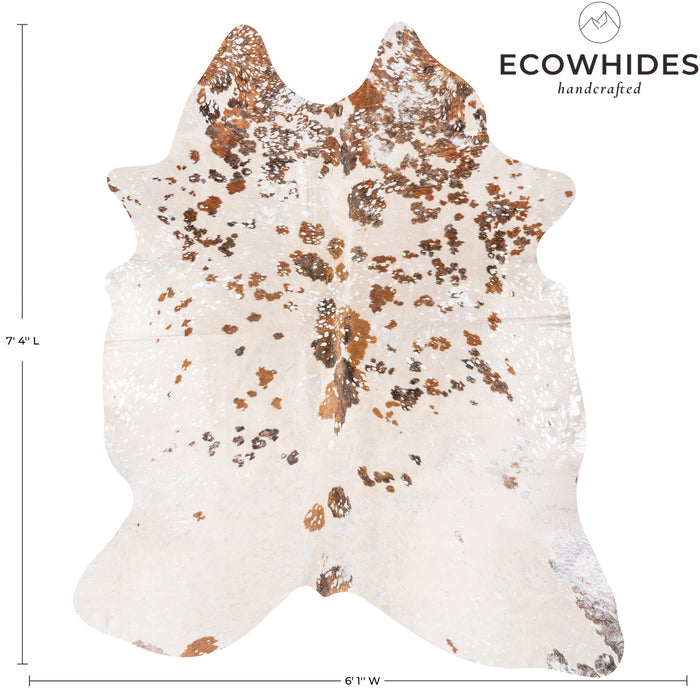 Brazilian Silver Metallic Cowhide Rug Size 7'4" L x 6'1" W 9088