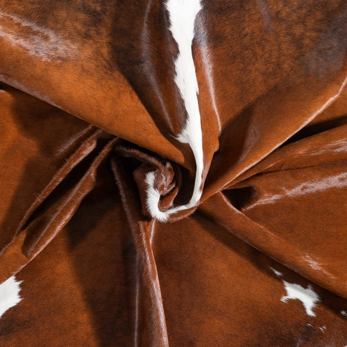 Brazilian Chocolate and White Cowhide Rug Size 7'7" L x 7'3" W 9214