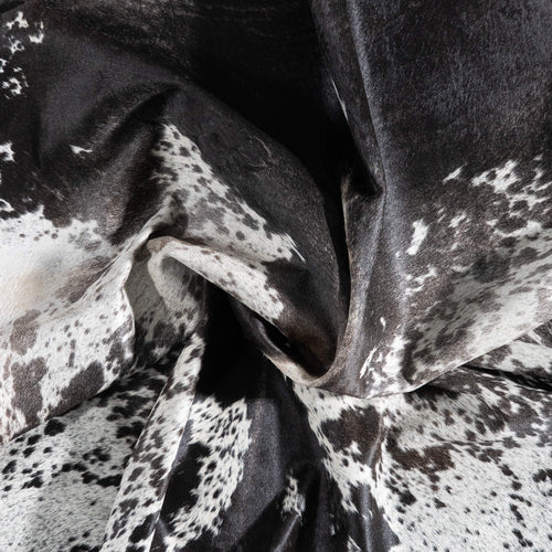 Brazilian Black Salt and Pepper Cowhide Rug Size 7'7" L x 6'11" W 9216