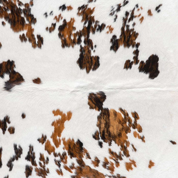 White Tricolor Cowhide Rug Size 7'8" L x 6'11" W 9234