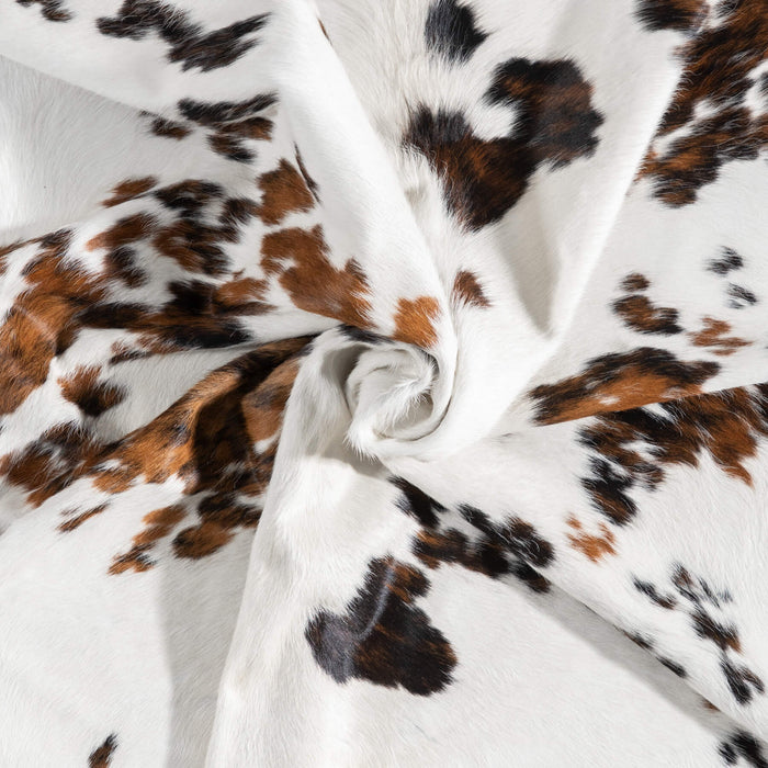 White Tricolor Cowhide Rug Size 7'8" L x 6'11" W 9234
