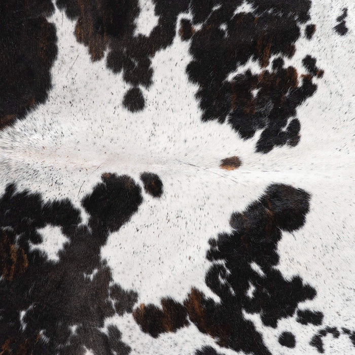 White Tricolor Cowhide Rug Size 7'10" L x 7'3" W 9245