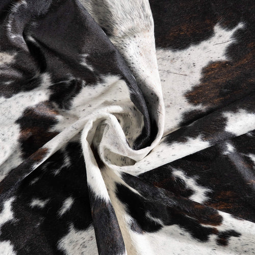 White Tricolor Cowhide Rug Size 7'10" L x 7'3" W 9245