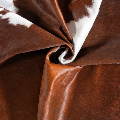 Chocolate and White Cowhide Rug Size 7'10" L x 6'9" W 9262