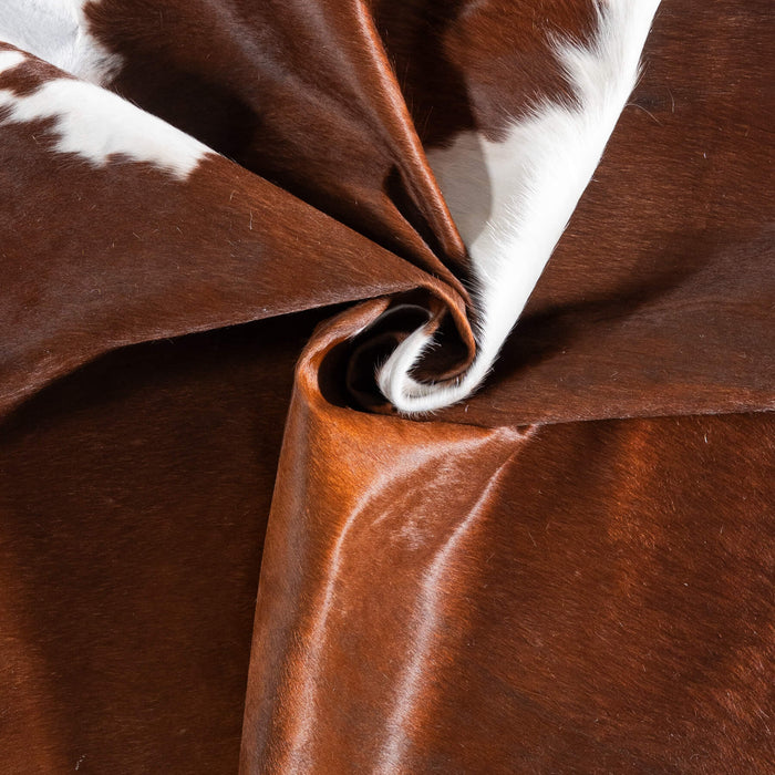Chocolate and White Cowhide Rug Size 7'10" L x 6'9" W 9262