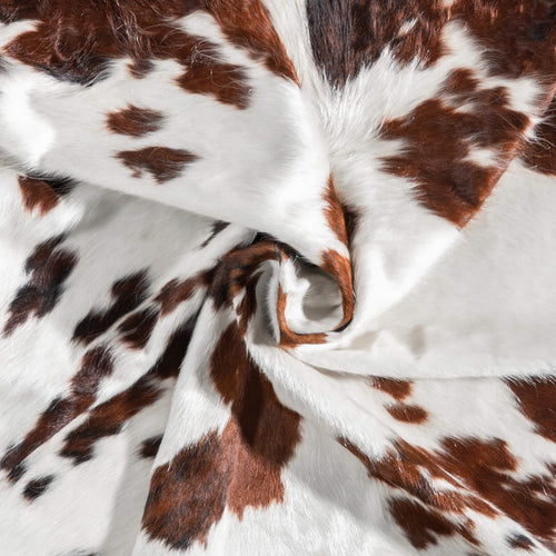 White Tricolor Cowhide Rug Size 7'11" L x 6'11" W 9263