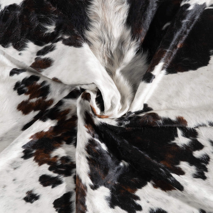White Tricolor Cowhide Rug Size 7'9" L x 7'0" W 9266