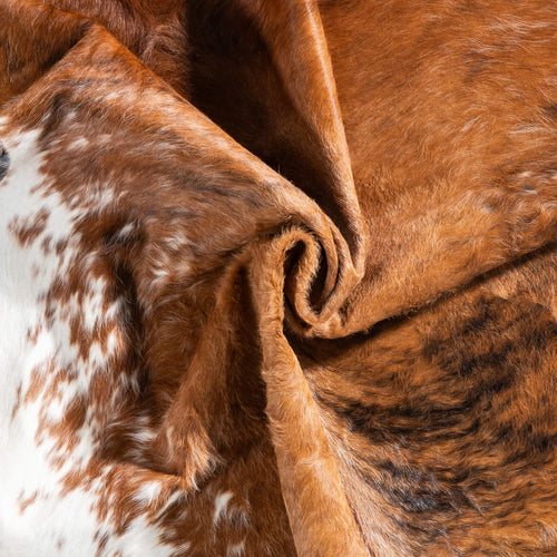 Tricolor Brindle Mix Cowhide Rug Size 7'5" L x 6'7" W 9274