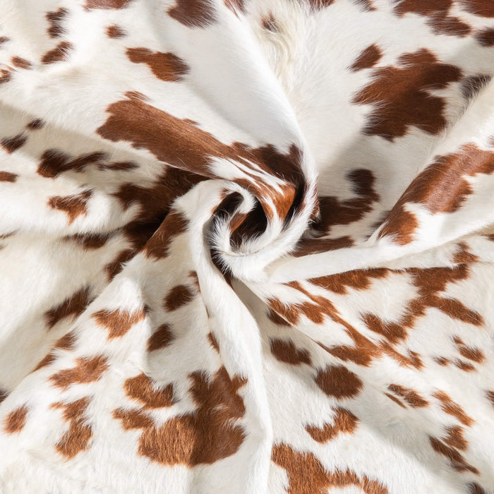 Brown and White Cowhide Rug Size 7'0" L x 6'10" W 9276