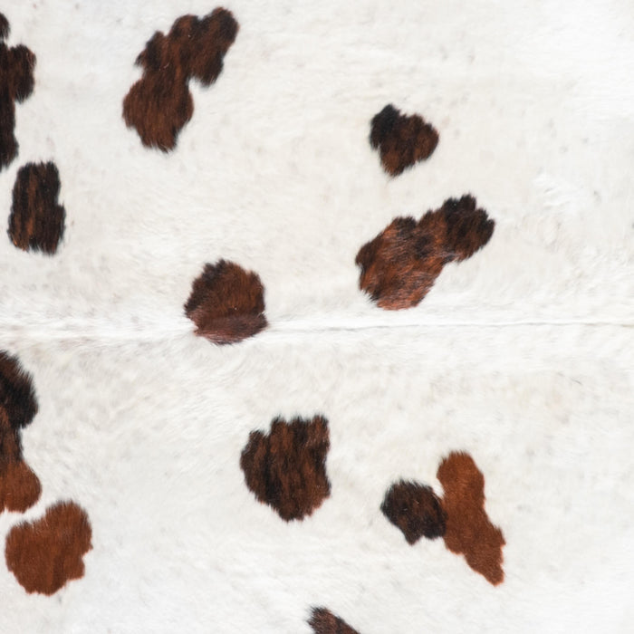White Tricolor Cowhide Rug Size 7'6" L x 6'11" W 9282