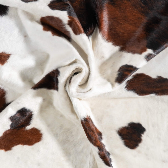 White Tricolor Cowhide Rug Size 7'6" L x 6'11" W 9282