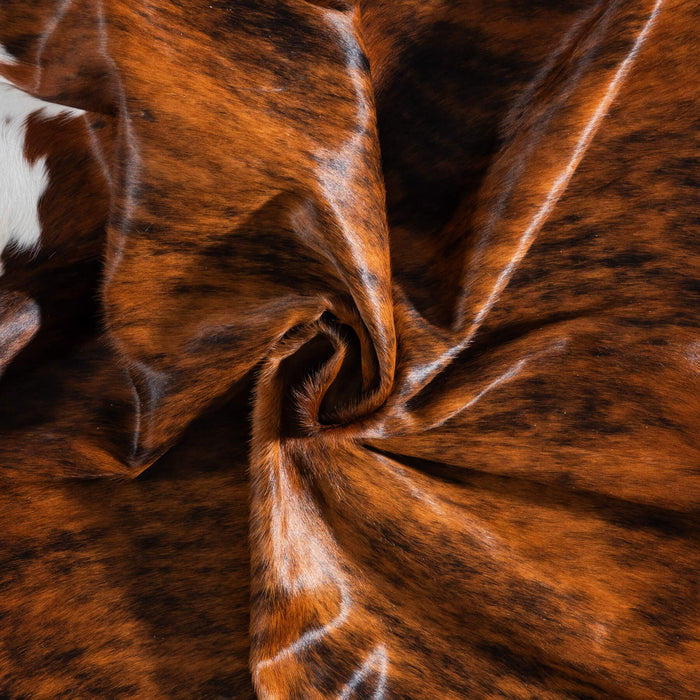 Tricolor Brindle Mix Cowhide Rug Size 7'9" L x 6'11" W 9294