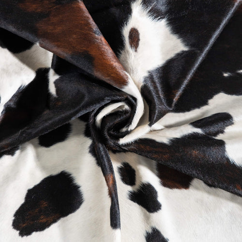 White Tricolor Cowhide Rug Size 7'8" L x 6'10" W 9314