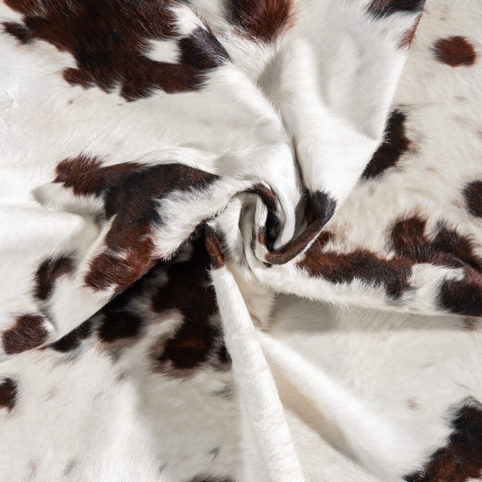 White Tricolor Cowhide Rug Size 7'9" L x 6'8" W 9320