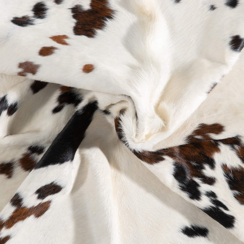White Tricolor Cowhide Rug Size 7'6" L x 6'8" W 9330