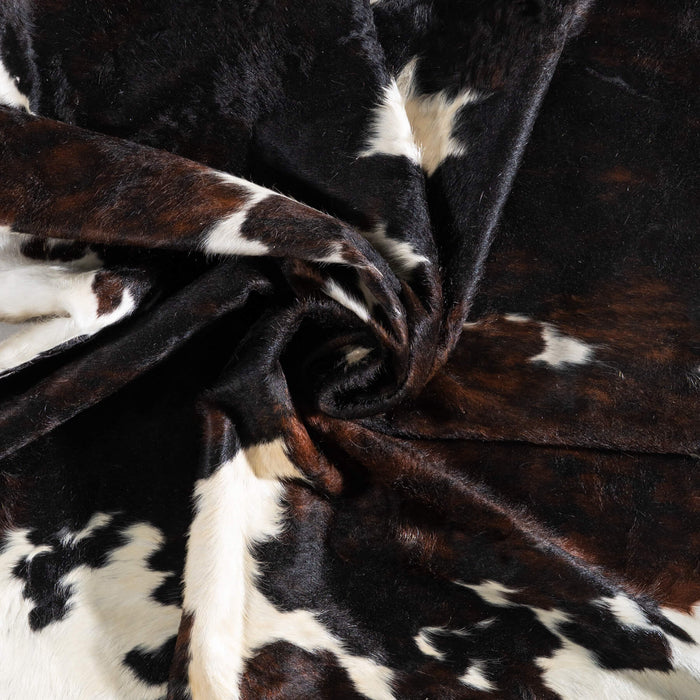 Dark Tricolor Cowhide Rug Size 8'1" L x 6'11" W 9337