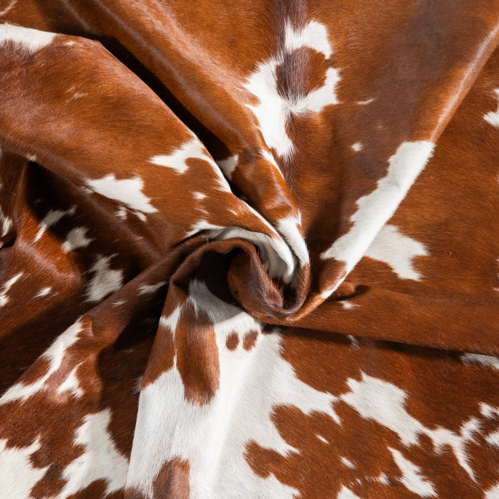 Brown and White Cowhide Rug Size 7'10" L x 7'3" W 9343