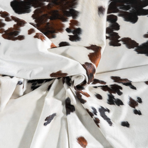 White Tricolor Cowhide Rug Size 8'1" L x 7'4" W 9345